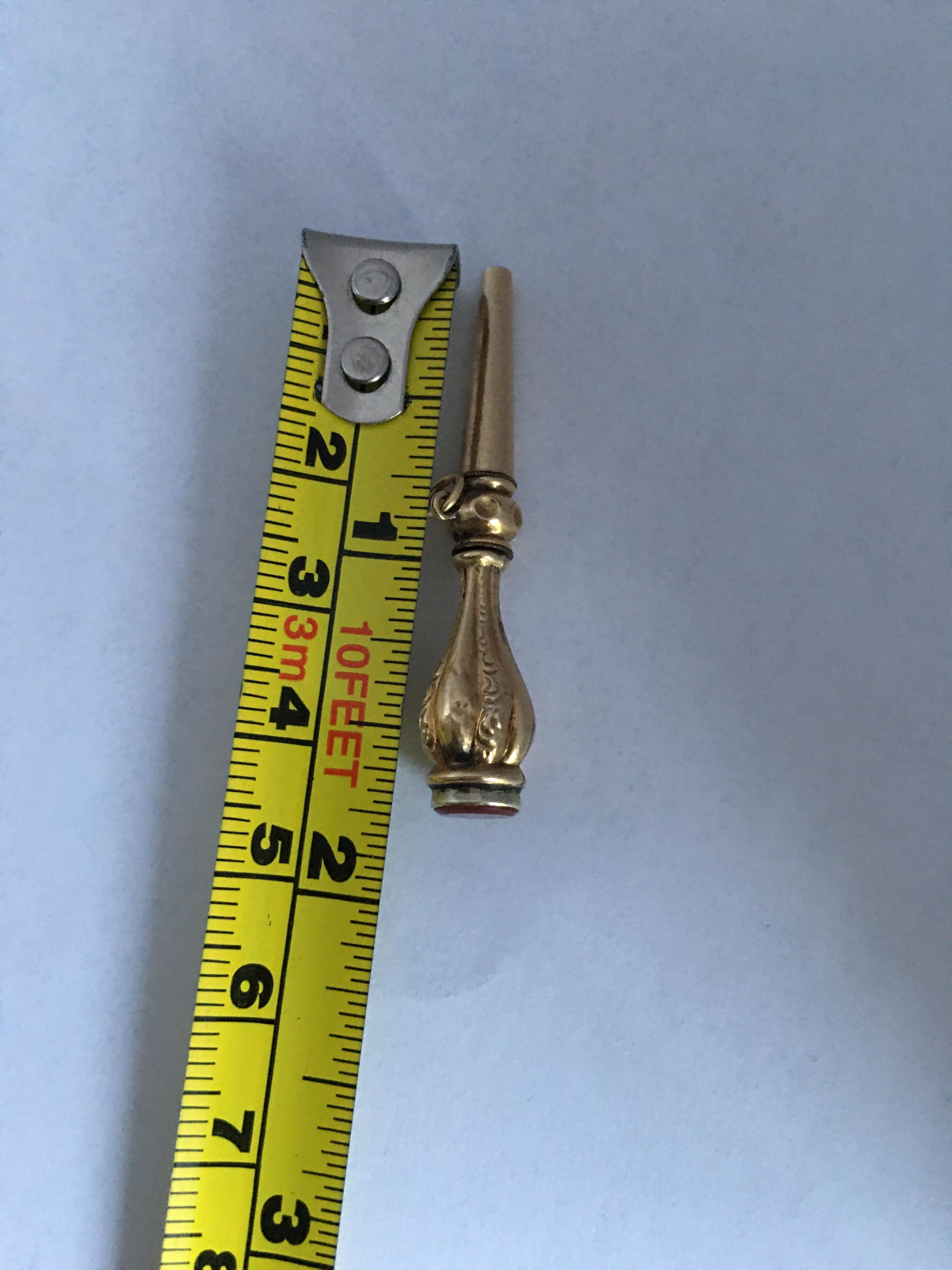 Women's or Men's Victorian 9 Karat Gold Carnelian Pocket Watch Key Fob / Pendant For Sale