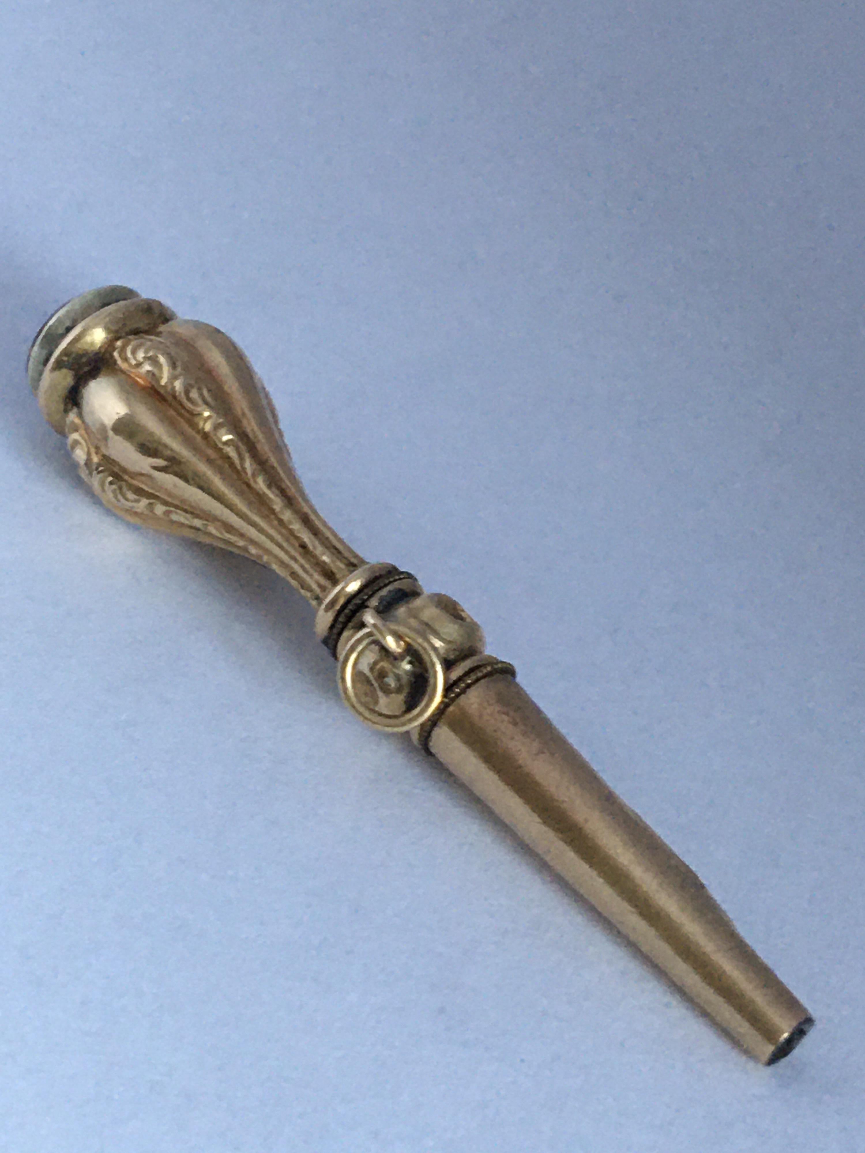 Victorian 9 Karat Gold Carnelian Pocket Watch Key Fob / Pendant For Sale 1