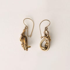 Victorian 9K Gold Earrings Enamel Dangle Earrings