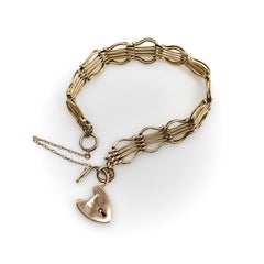 Victorian 9K Gold Gate Bracelet with Padlock Heart Clasp