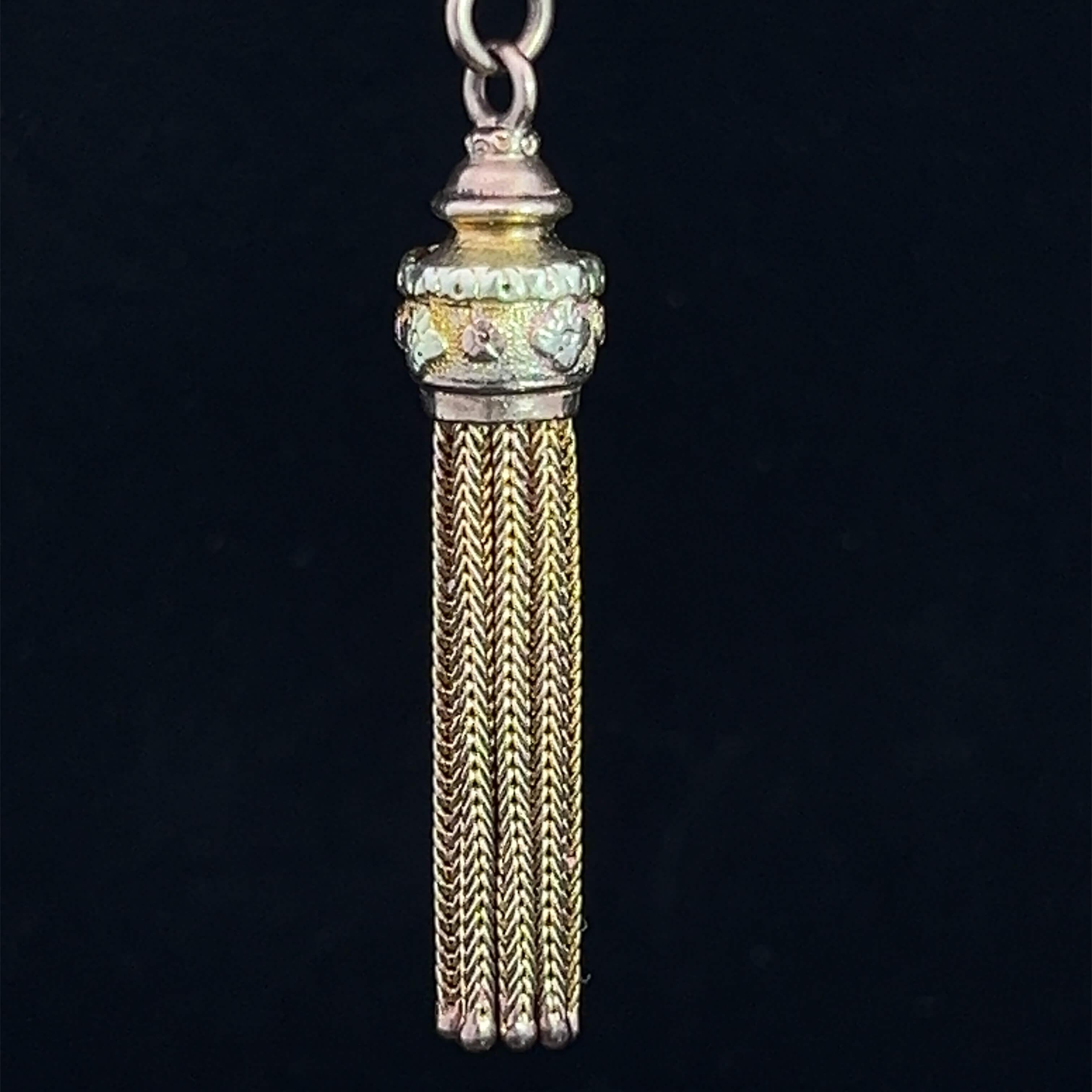 Victorian 9k Gold Leontine with Tassel Circa 1890 For Sale 4