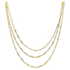 Victorian 9k Gold Navette Link Guard Chain Necklace
