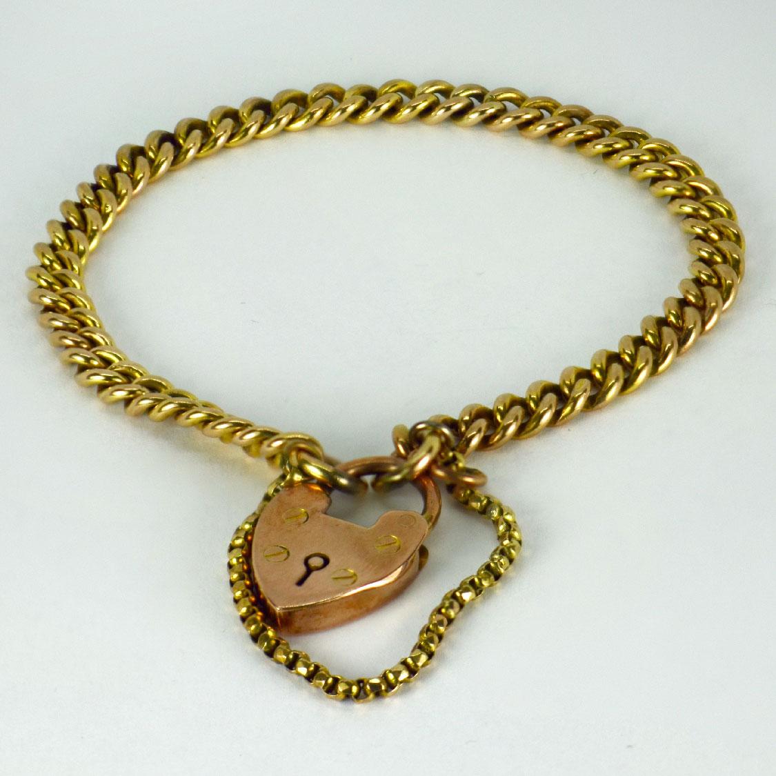 gold heart padlock bracelet