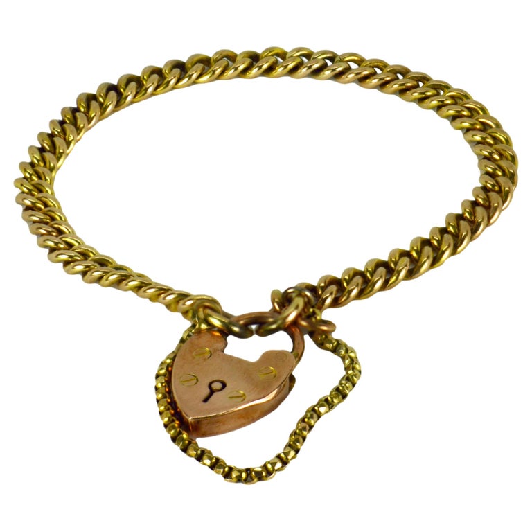 Antique Victorian 9 Karat Yellow Gold Heart Lock Bracelet at 1stDibs   vintage heart locket bracelet, vintage gold heart bracelet, heart padlock  bracelet