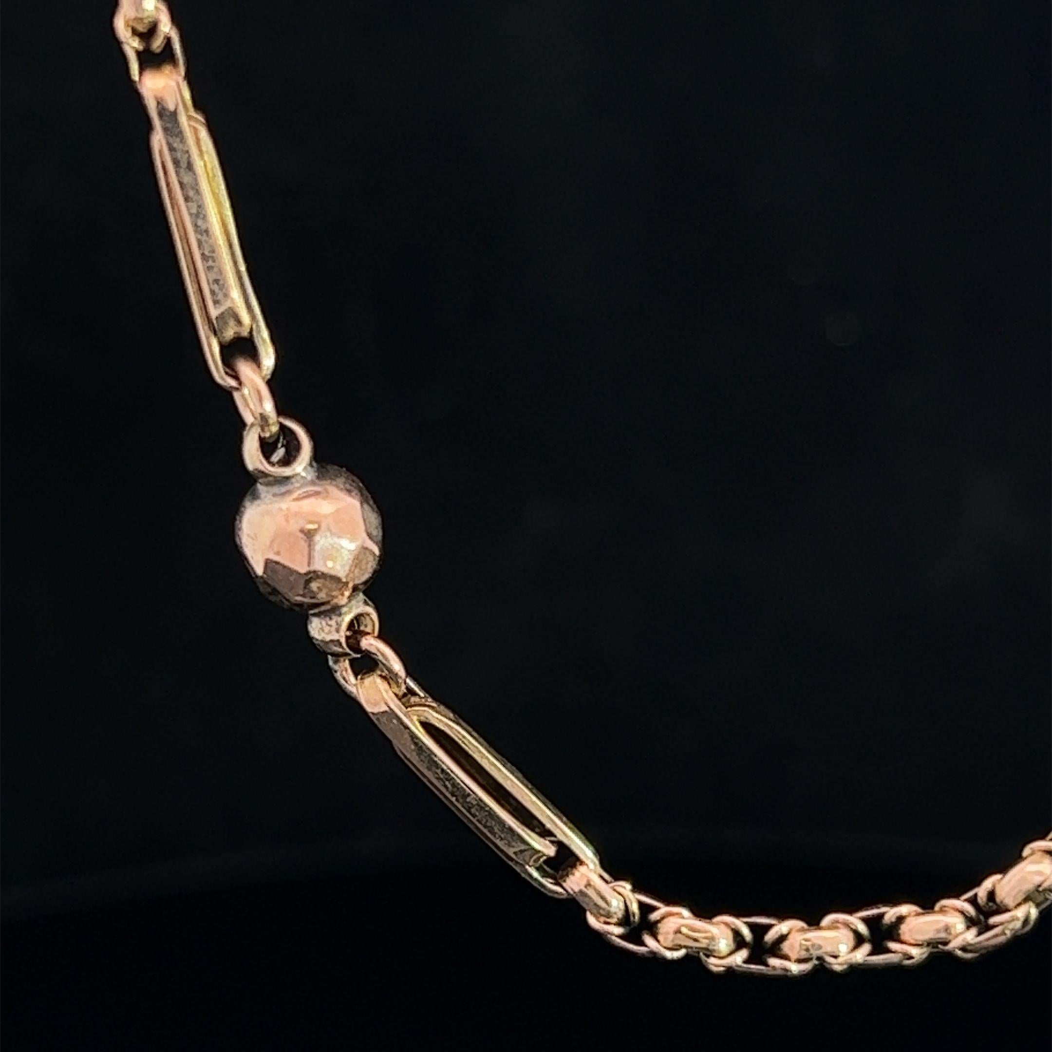 Victorian 9k Rose Gold Long Guard Chain Circa 1880 For Sale 1