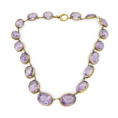 Victorian 9k/Silver Gilt Amethyst Riviera Necklace