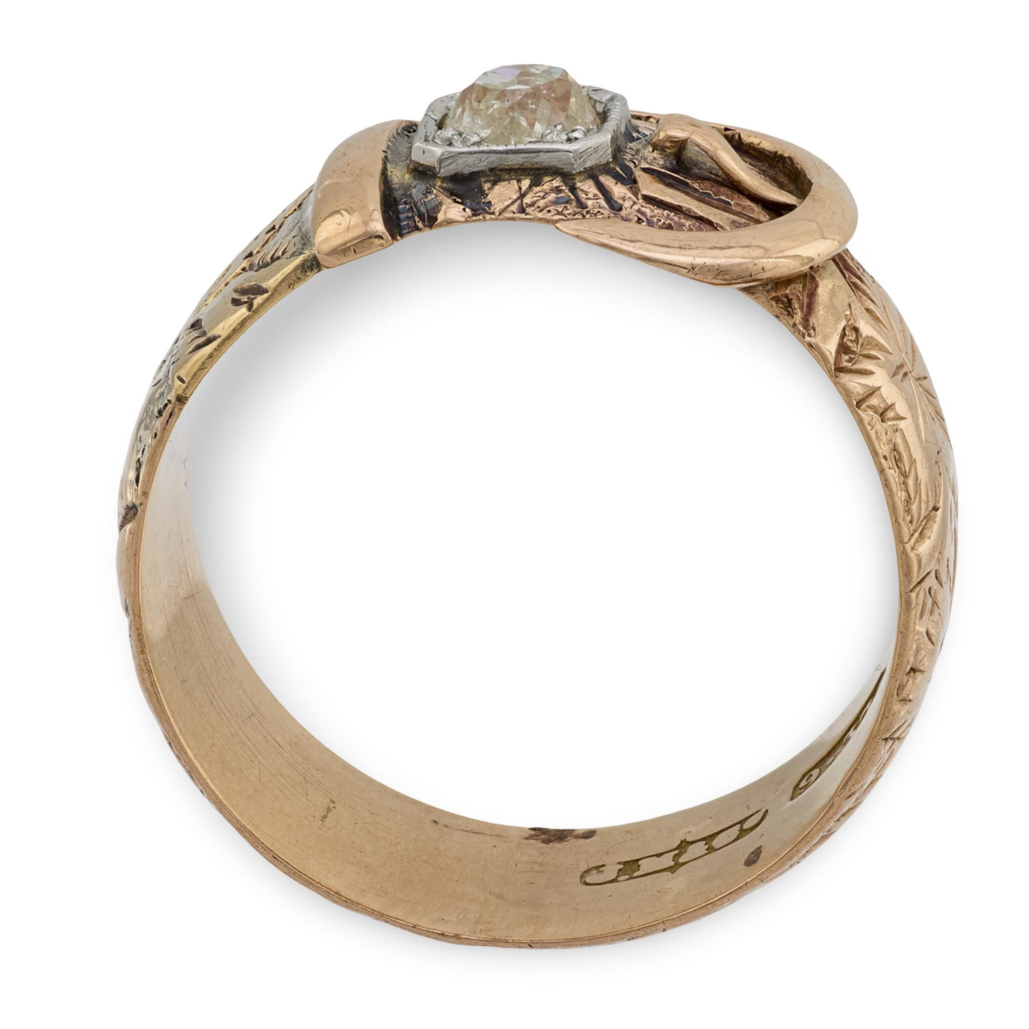 Viktorianischer 9k/Sterling Silber Diamant-Schnallenring im Zustand „Gut“ im Angebot in Narberth, PA