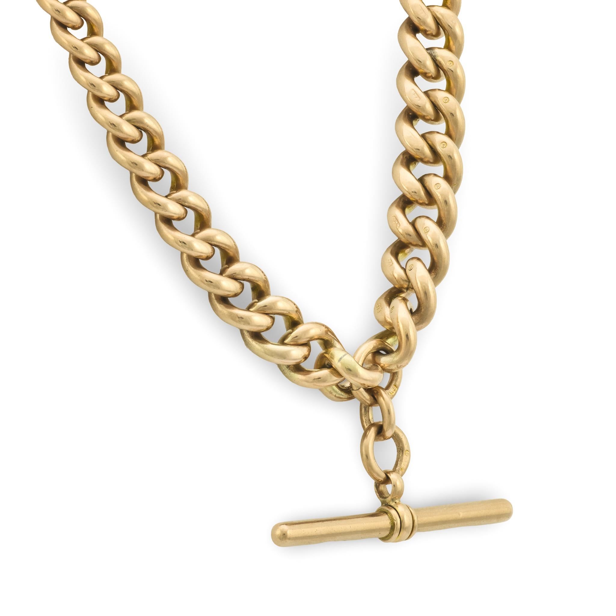 Collar victoriano de cadena de reloj de 9 quilates 16 Victoriano en venta