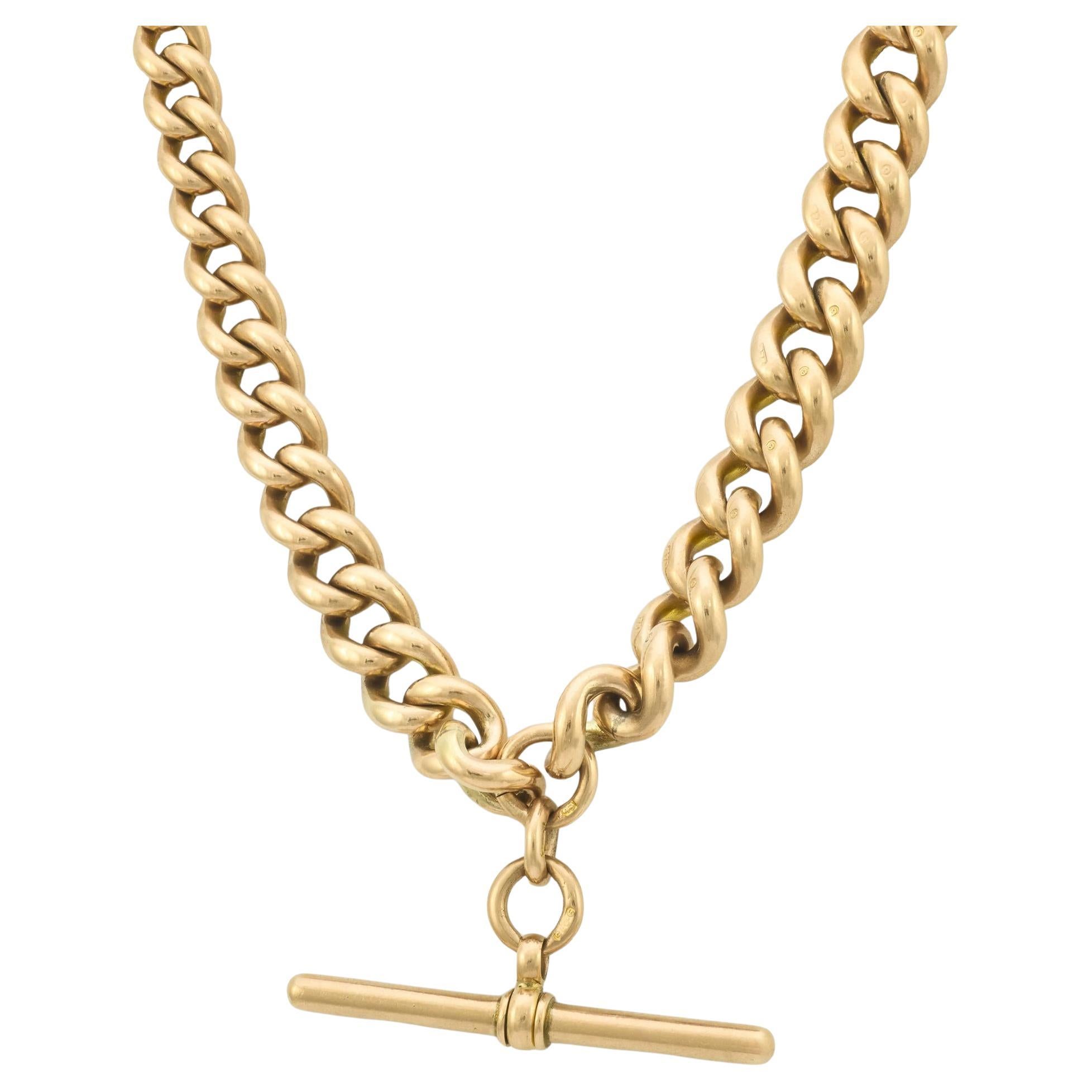 Collier victorien en chaîne de montre 9k 16".