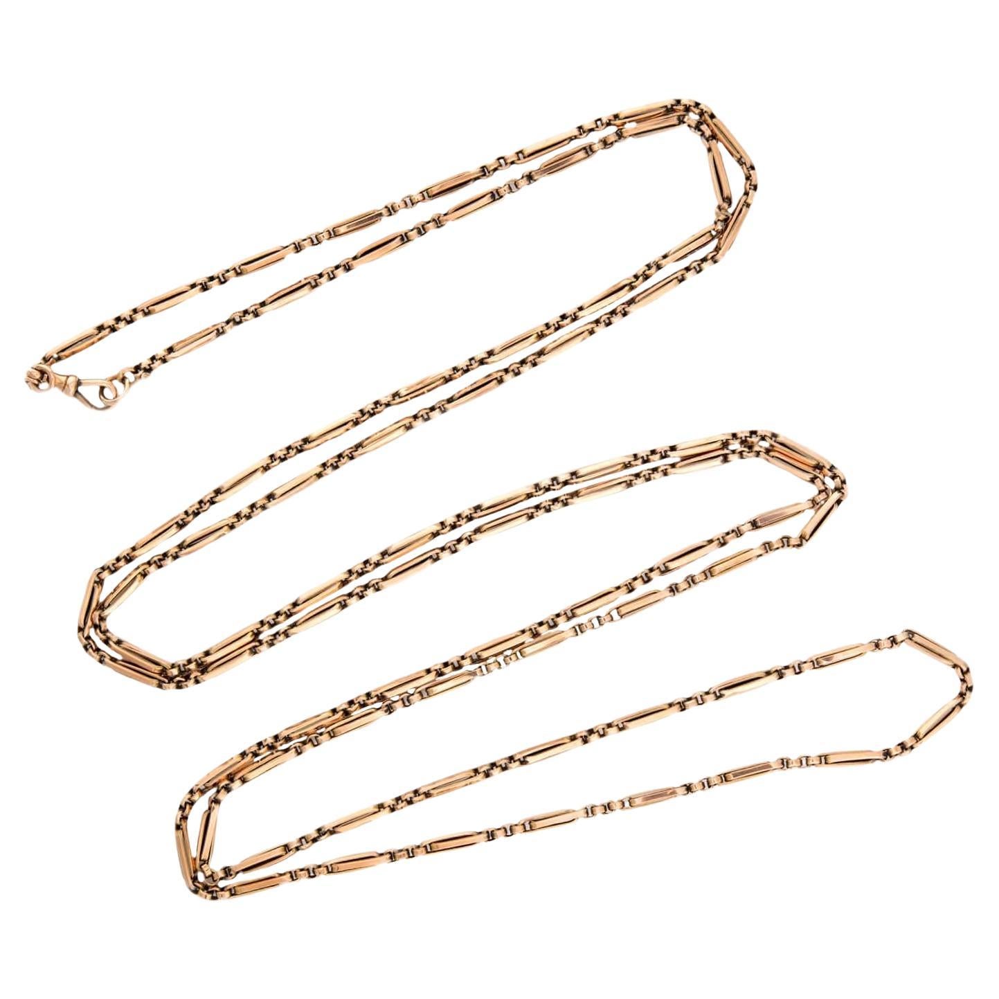 Victorian 9k Watch Chain Necklace 60"