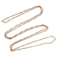 Victorian 9k Watch Chain Necklace 60"