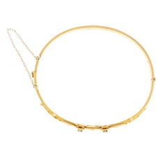 Victorian 9K Yellow Gold 0.10 Carat Sapphire Diamond Brushed Bracelet