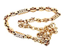 Victorian 9K Yellow Gold Engraved Chain Antique Vintage Original 1860's