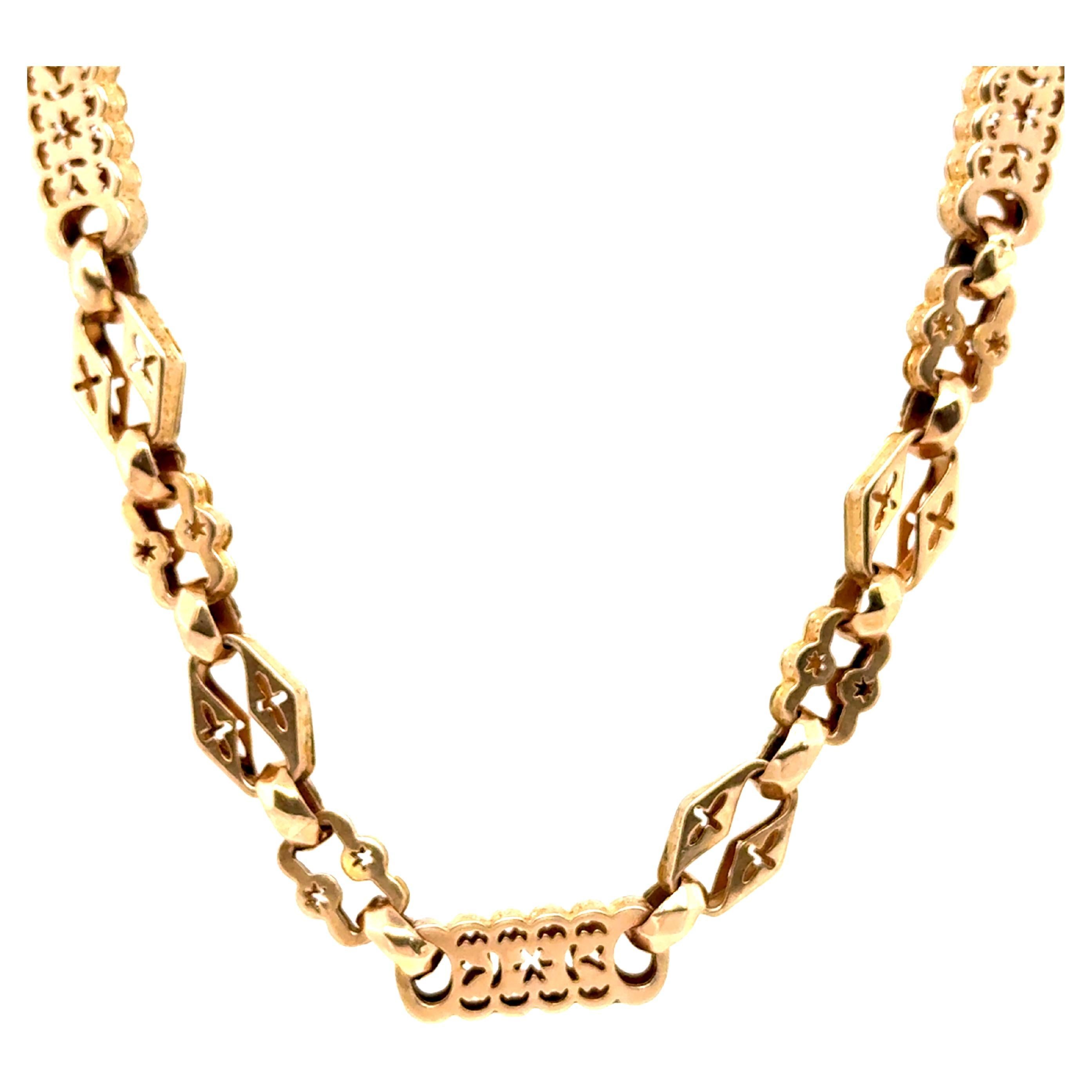 Chaîne Victorienne en Or Jaune 9K Gravé Antique Vintage Original 1860
s