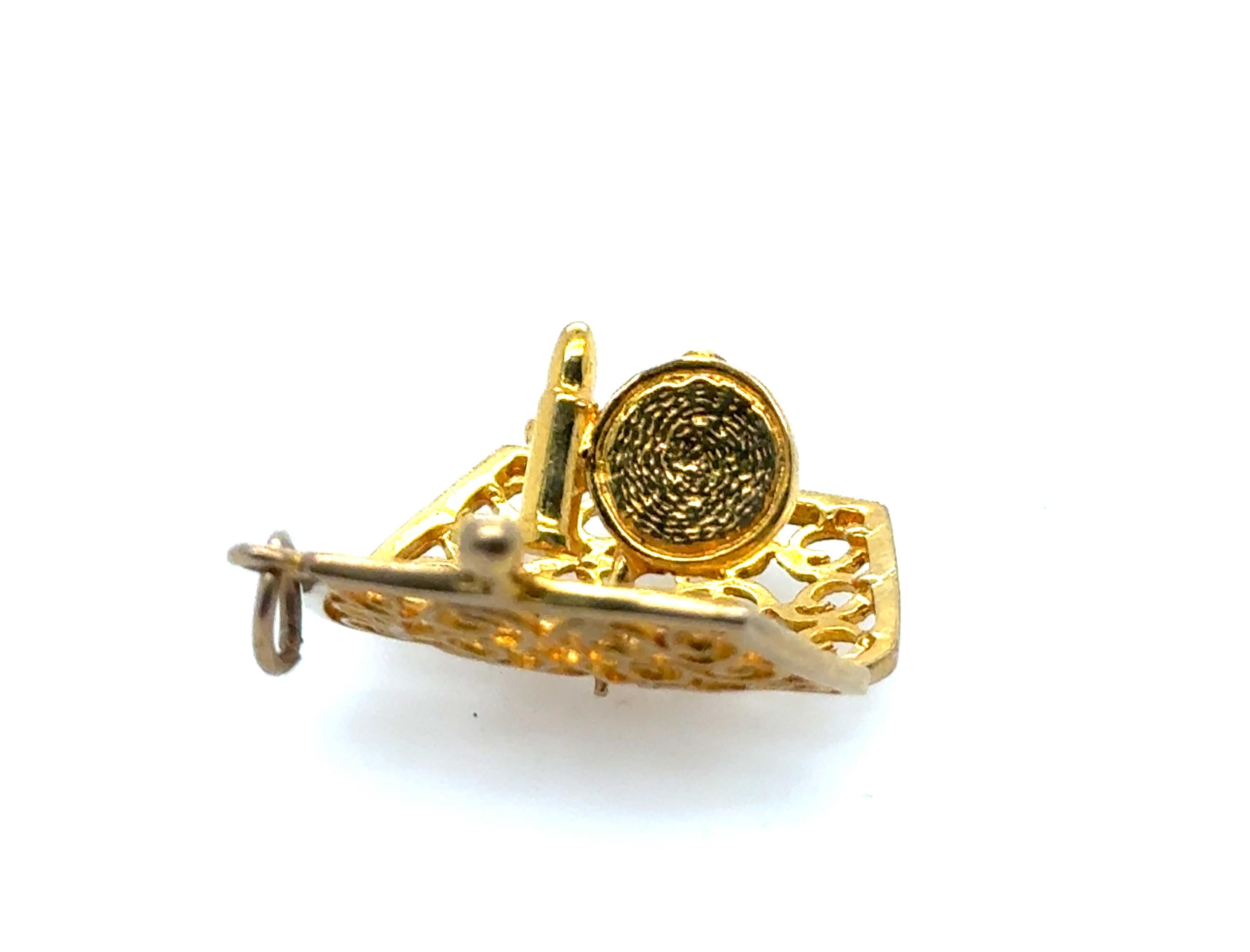 Donna Victorian 9K Yellow Gold Handbag Purse Pendant Charm Antique Original 1890's fro in vendita