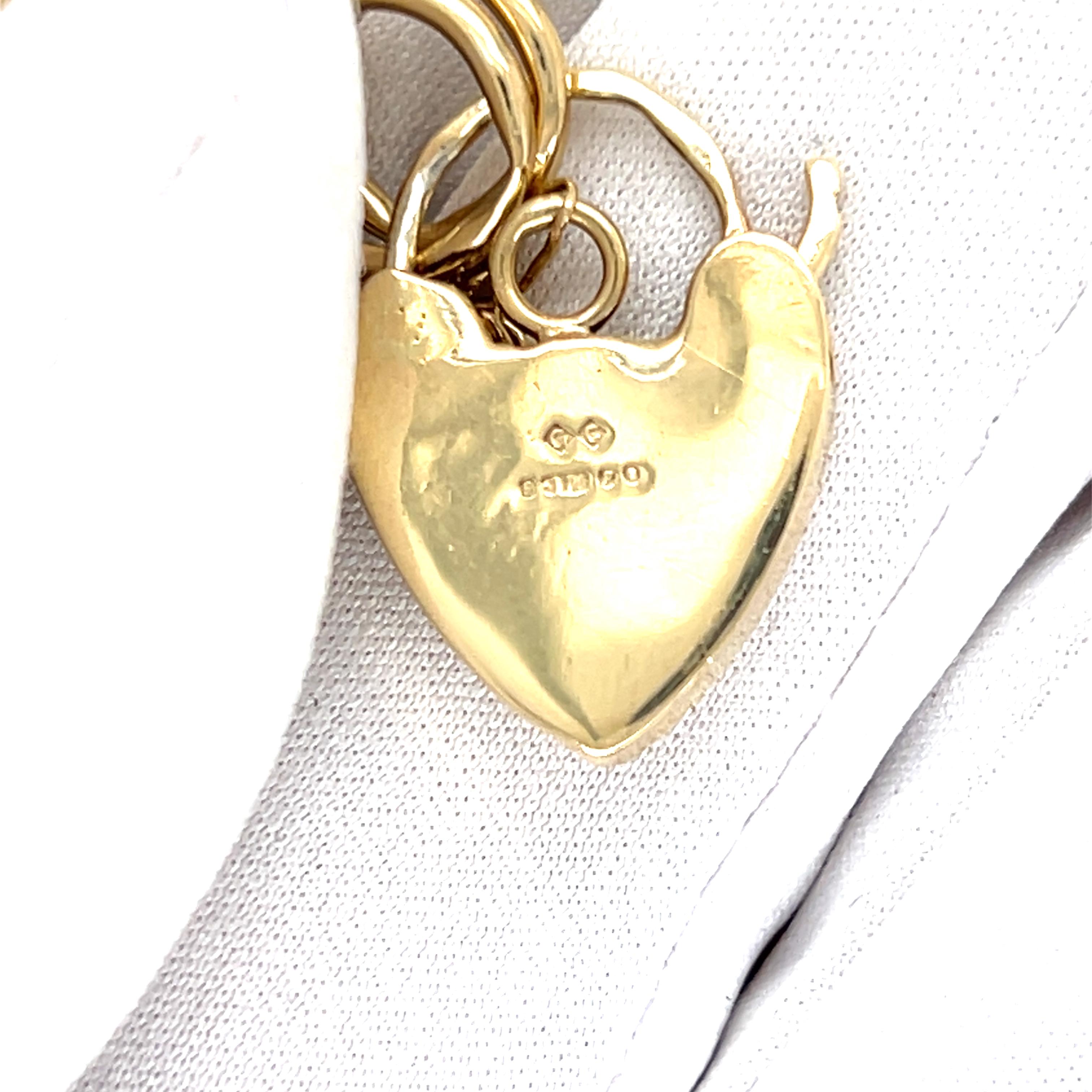 Pulsera Victoriana de Eslabones de Puerta con Candado de Corazón de Oro Amarillo de 9k en venta 1