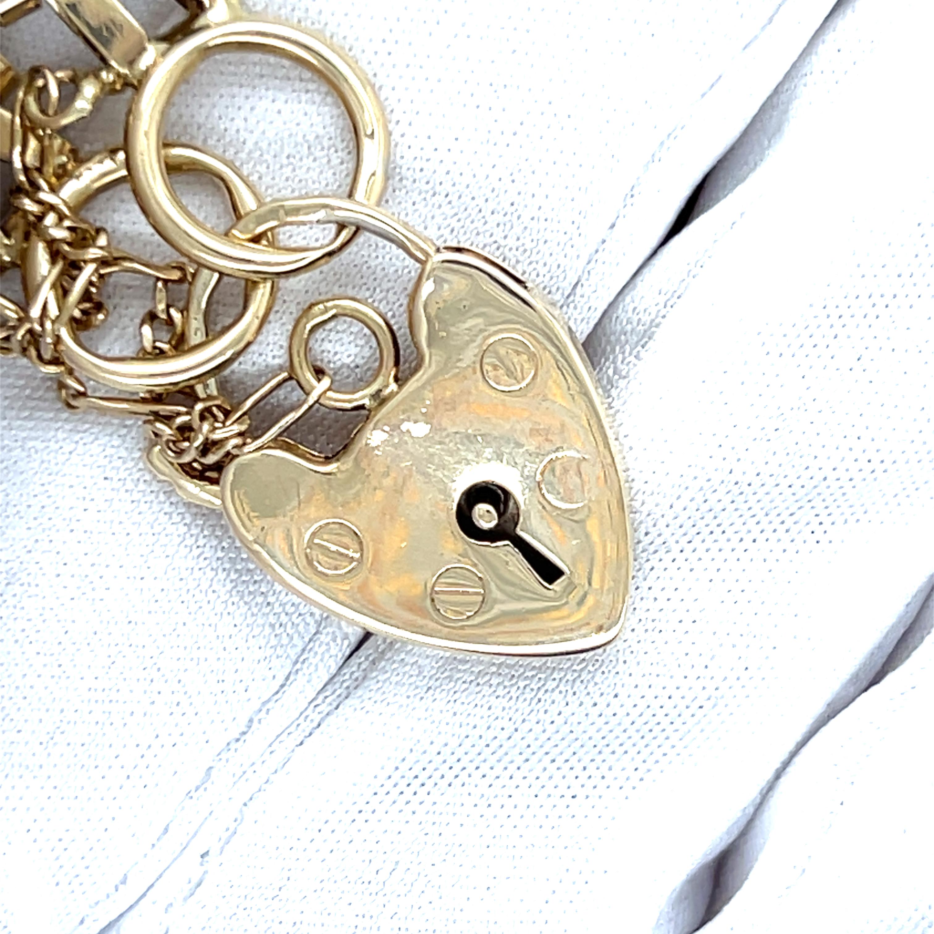 Pulsera Victoriana de Eslabones de Puerta con Candado de Corazón de Oro Amarillo de 9k en venta 2