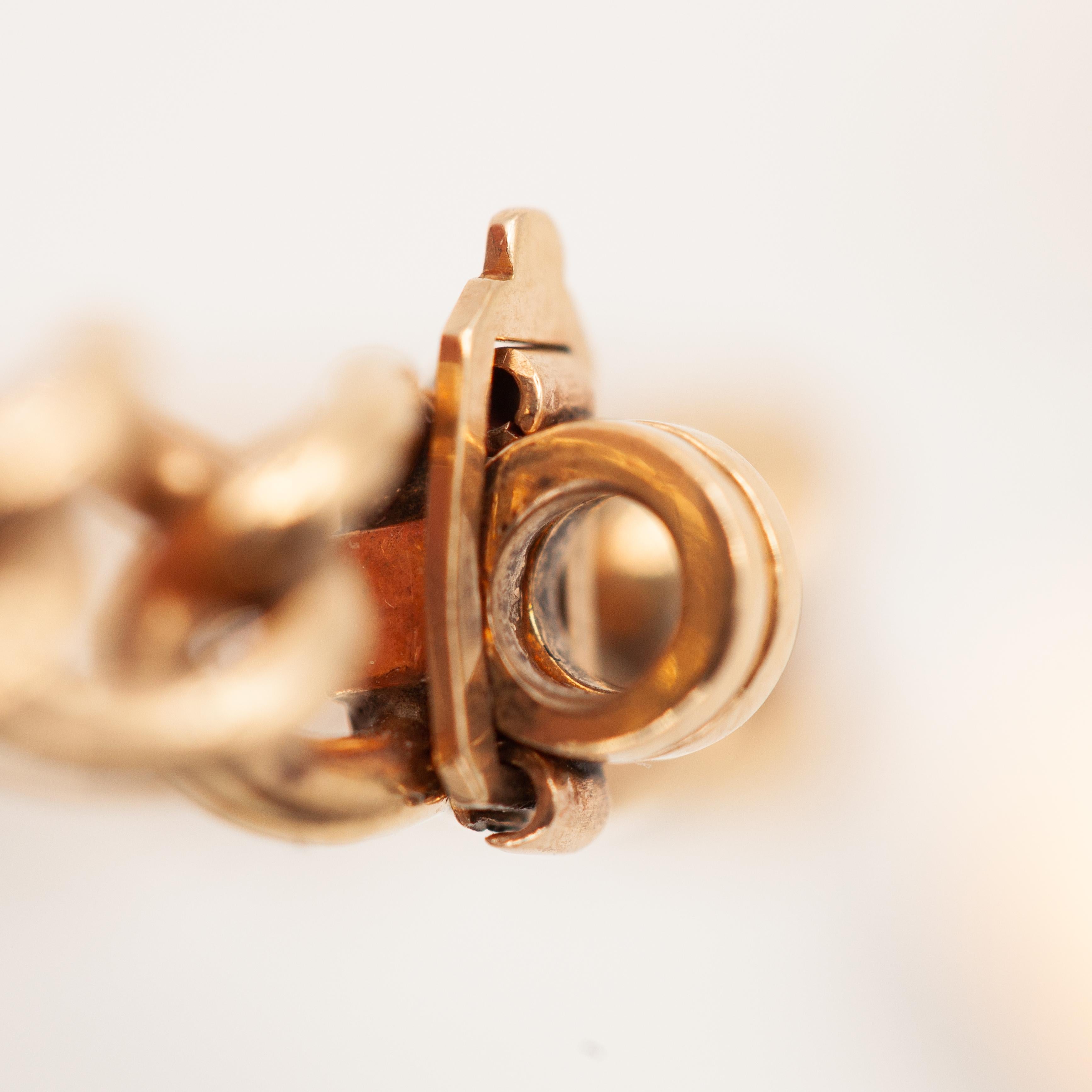 Bracelet victorien en or jaune 9K avec cadenas et clé en forme de cœur c. 1900s en vente 3