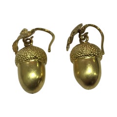 Victorian Acorn Drop Earrings 18kt Yellow Gold
