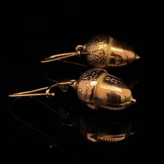 Victorian Acorn Drop Earrings 9kt Yellow Gold