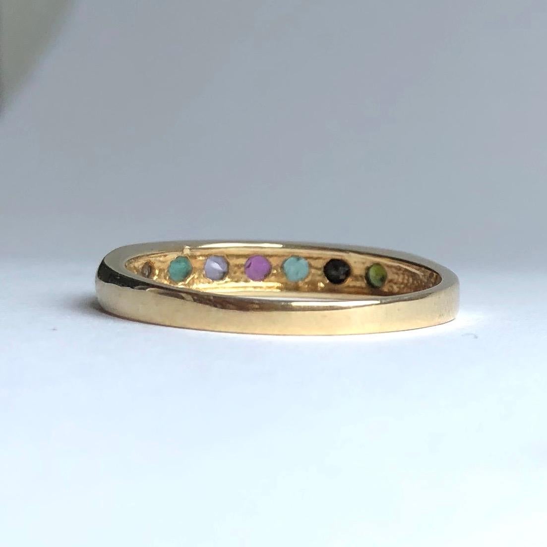 Victorian Acrostic Dearest 9 Carat Gold Ring In Good Condition In Chipping Campden, GB