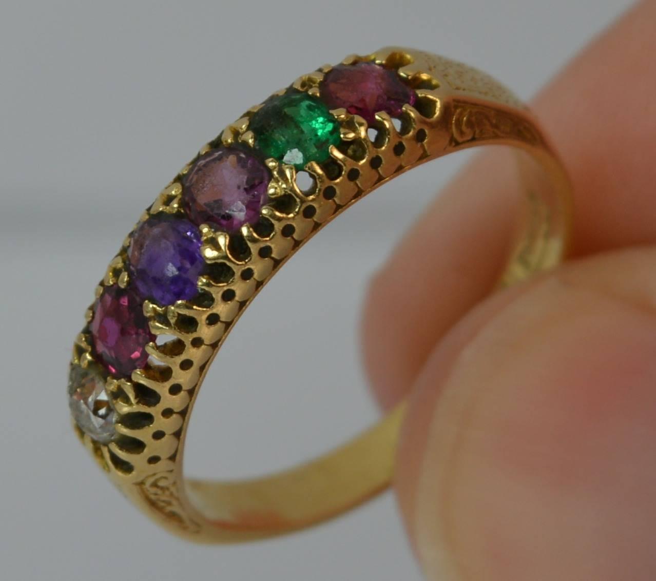 Victorian Acrostic Regard Gemstone 18 Carat Gold Stack Eternity Ring 6