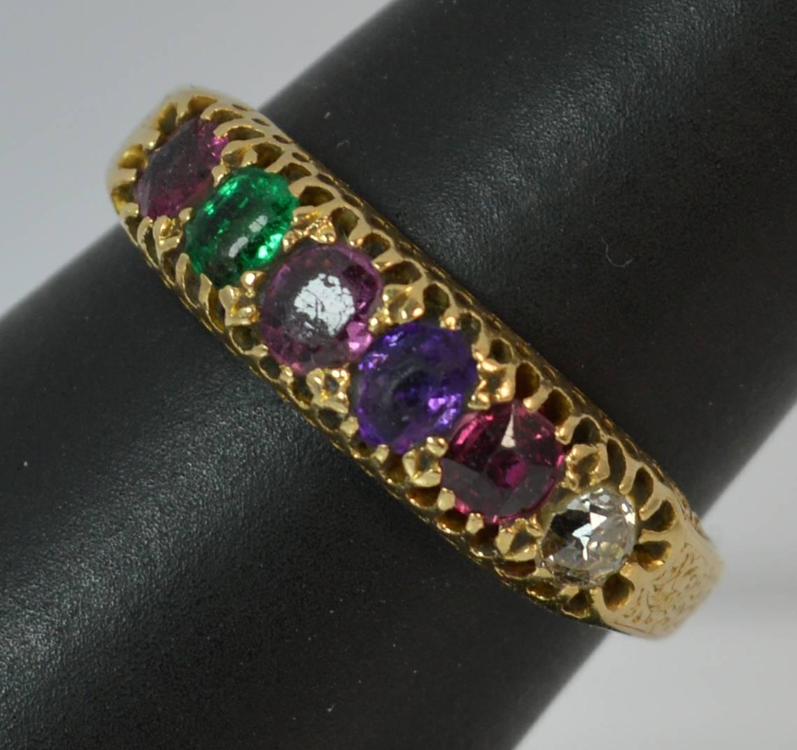Victorian Acrostic Regard Gemstone 18 Carat Gold Stack Eternity Ring 7