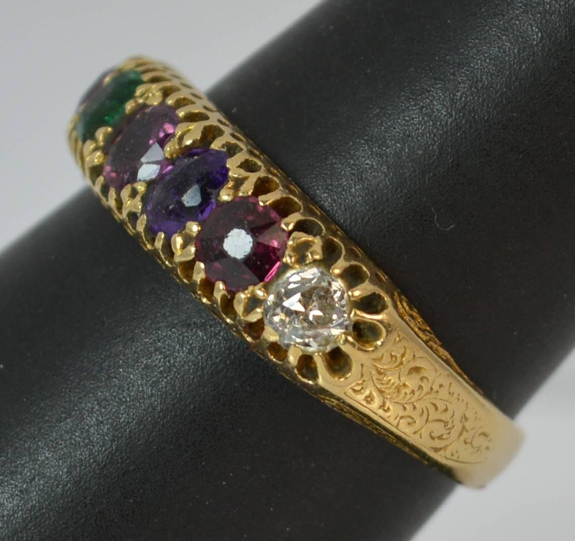 Victorian Acrostic Regard Gemstone 18 Carat Gold Stack Eternity Ring 8
