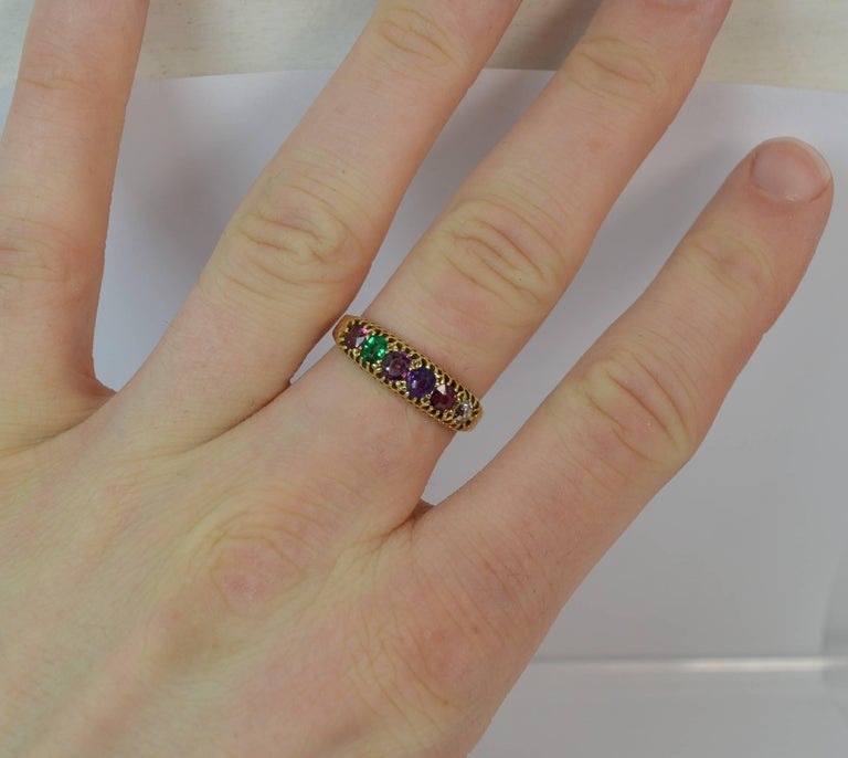 Victorian Acrostic Regard Gemstone 18 Carat Gold Stack Eternity Ring at ...