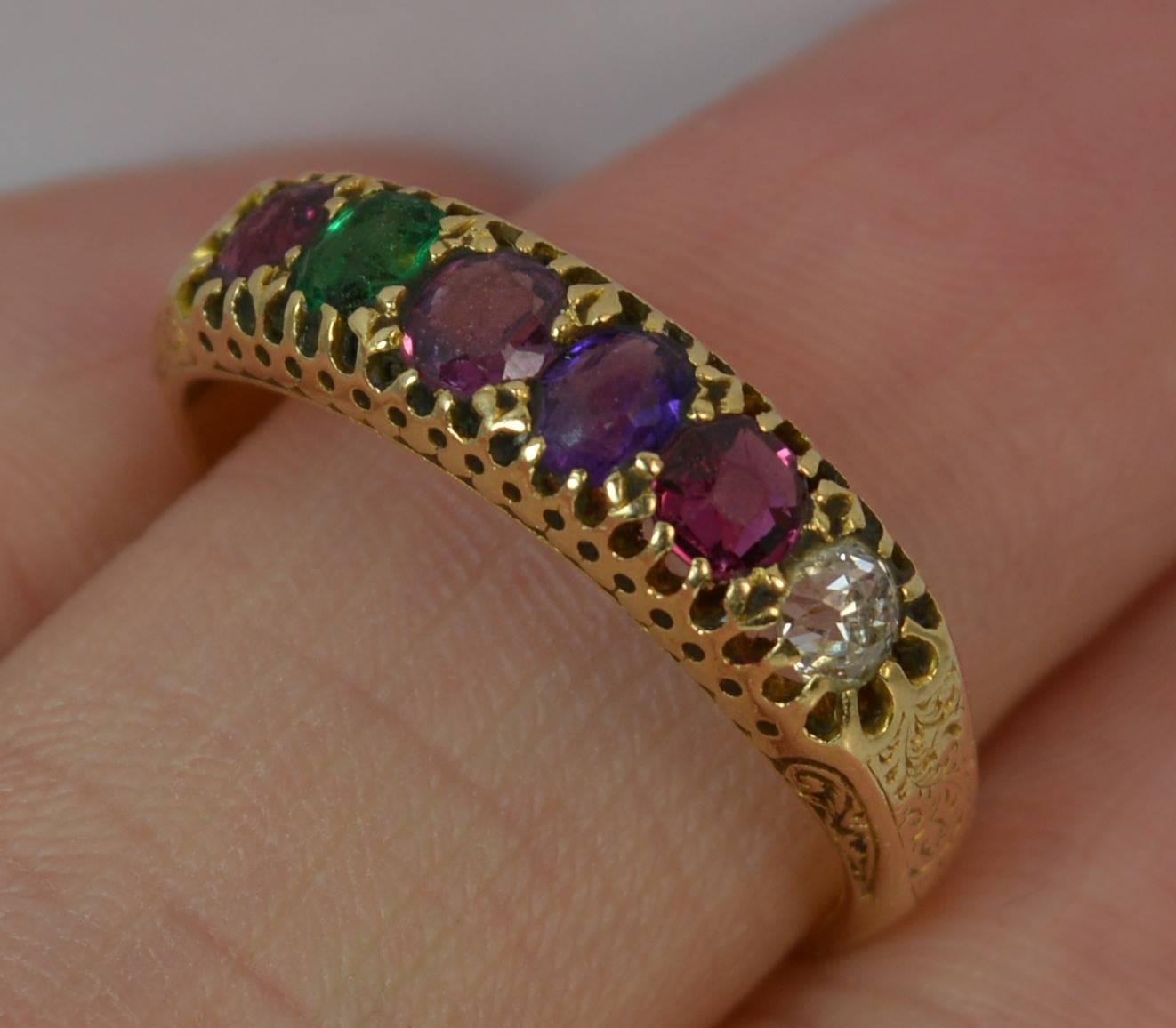 Victorian Acrostic Regard Gemstone 18 Carat Gold Stack Eternity Ring 1