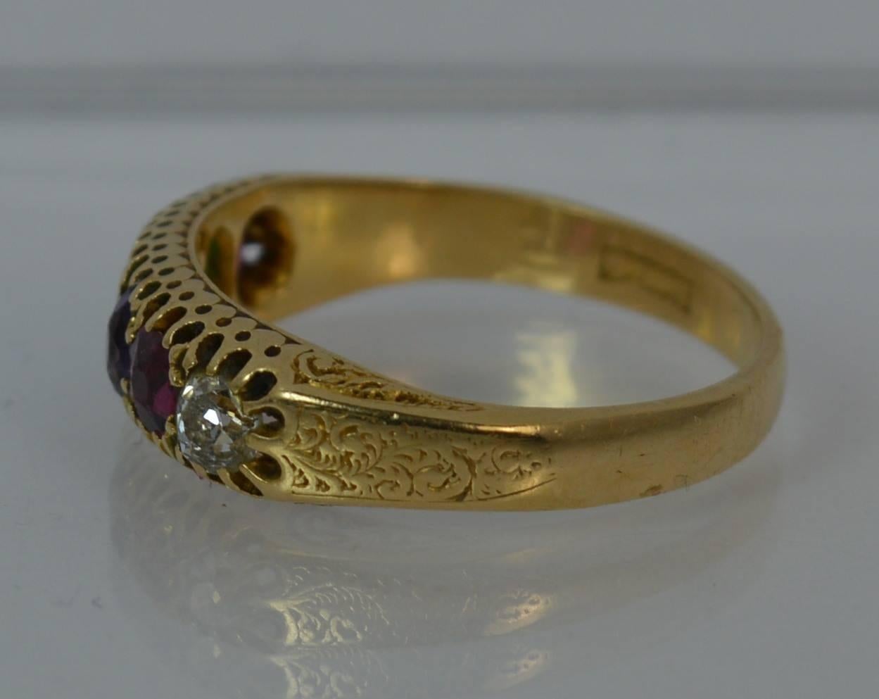Victorian Acrostic Regard Gemstone 18 Carat Gold Stack Eternity Ring 2