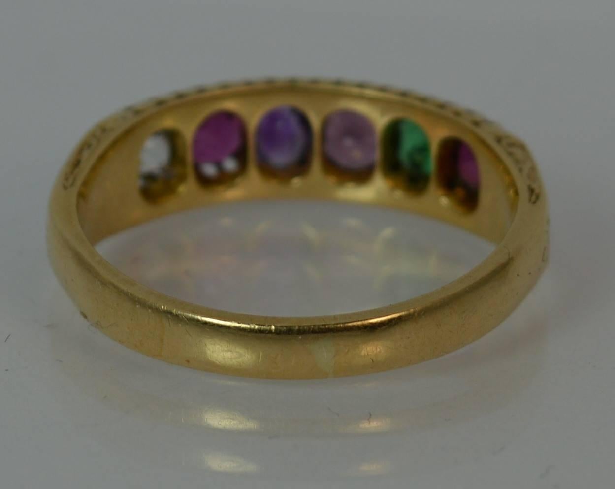 Victorian Acrostic Regard Gemstone 18 Carat Gold Stack Eternity Ring 3