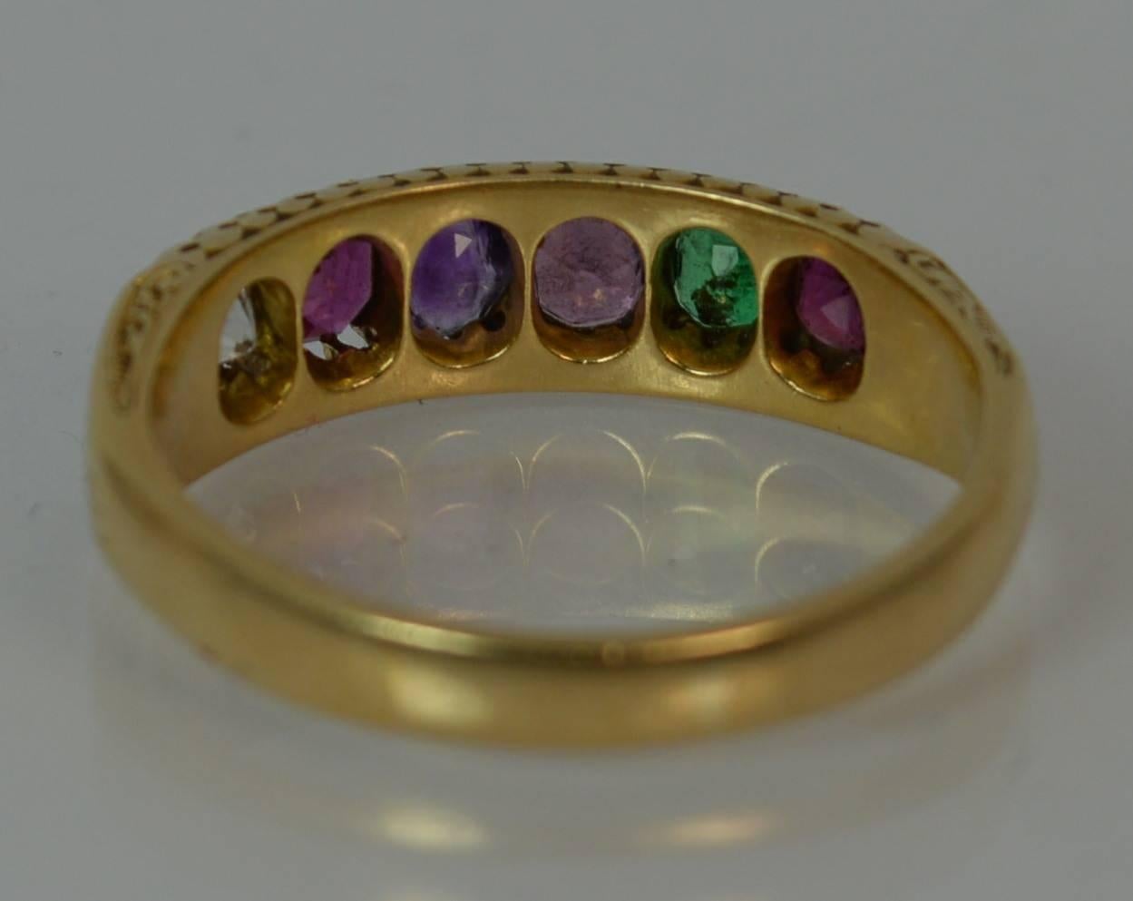 Victorian Acrostic Regard Gemstone 18 Carat Gold Stack Eternity Ring 4