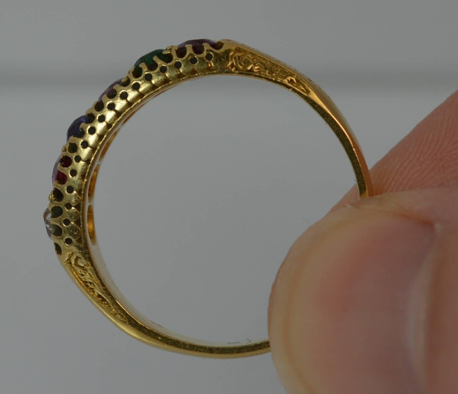 Victorian Acrostic Regard Gemstone 18 Carat Gold Stack Eternity Ring 5