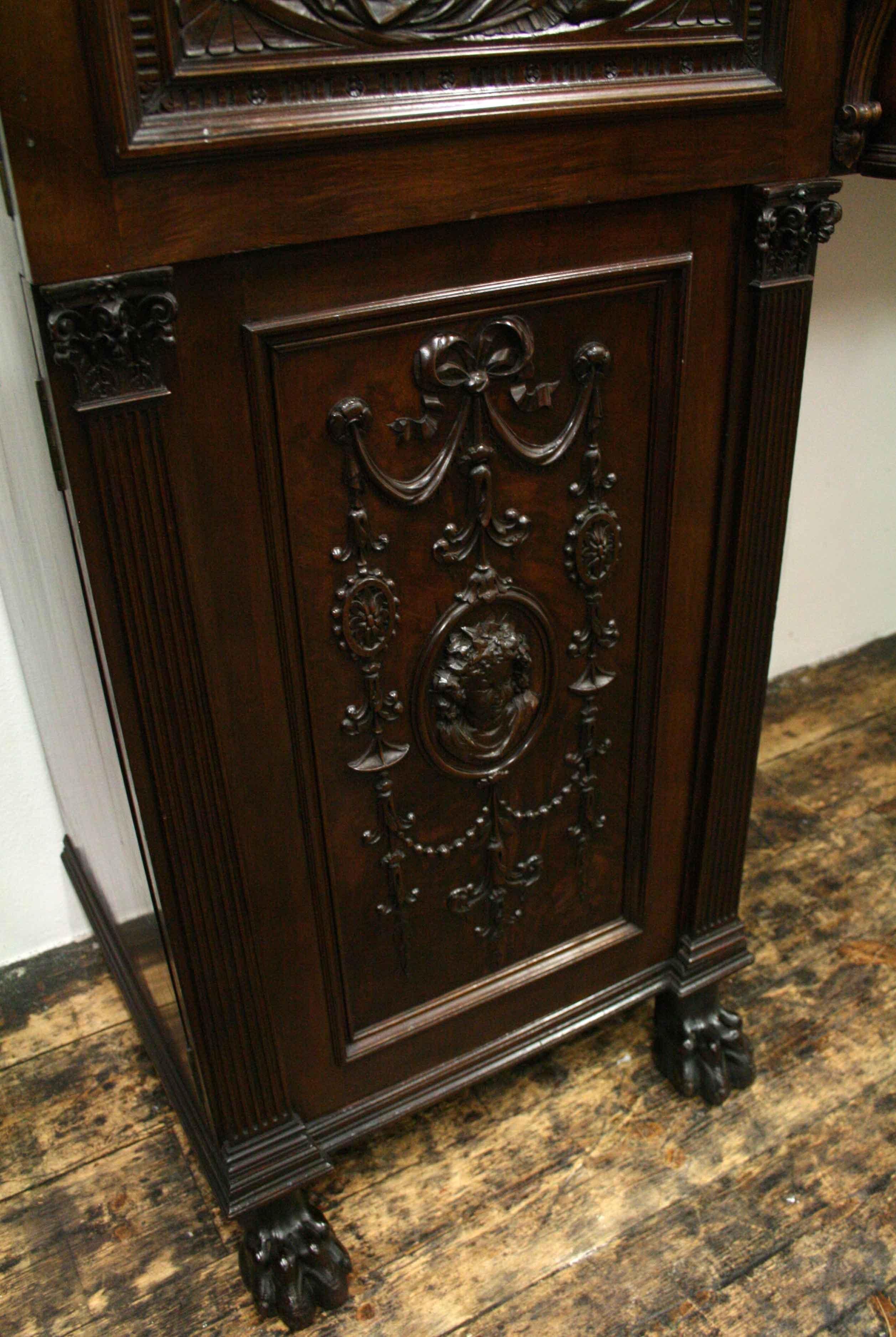 Mahogany Victorian Adams Style Pedestal Sideboard For Sale