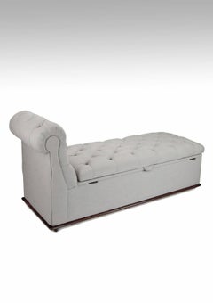 Victorian Adjustable Linen Daybed / Double Sided Ottoman