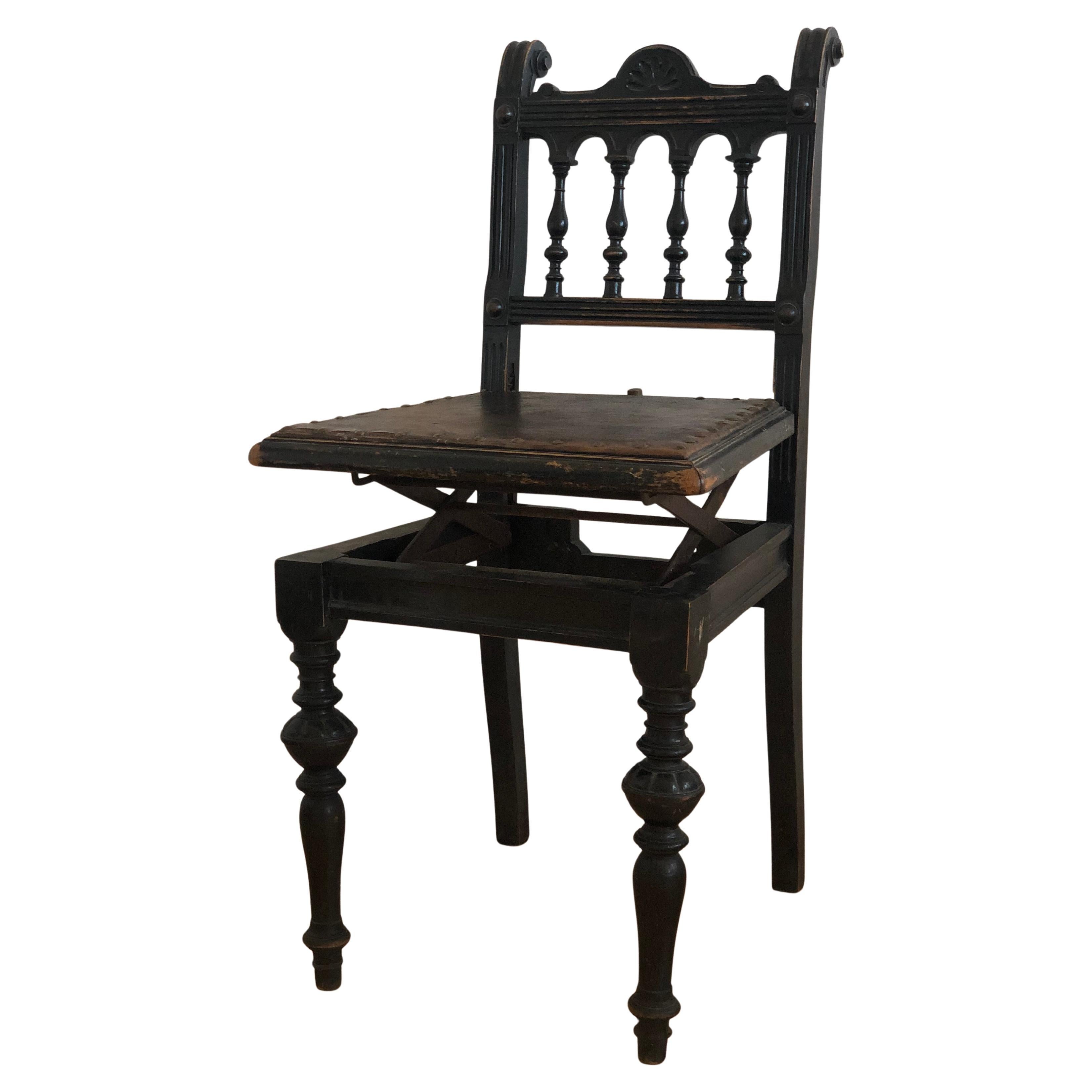 Victorian Adjustable Music Chair Beethoven 1900 For Sale