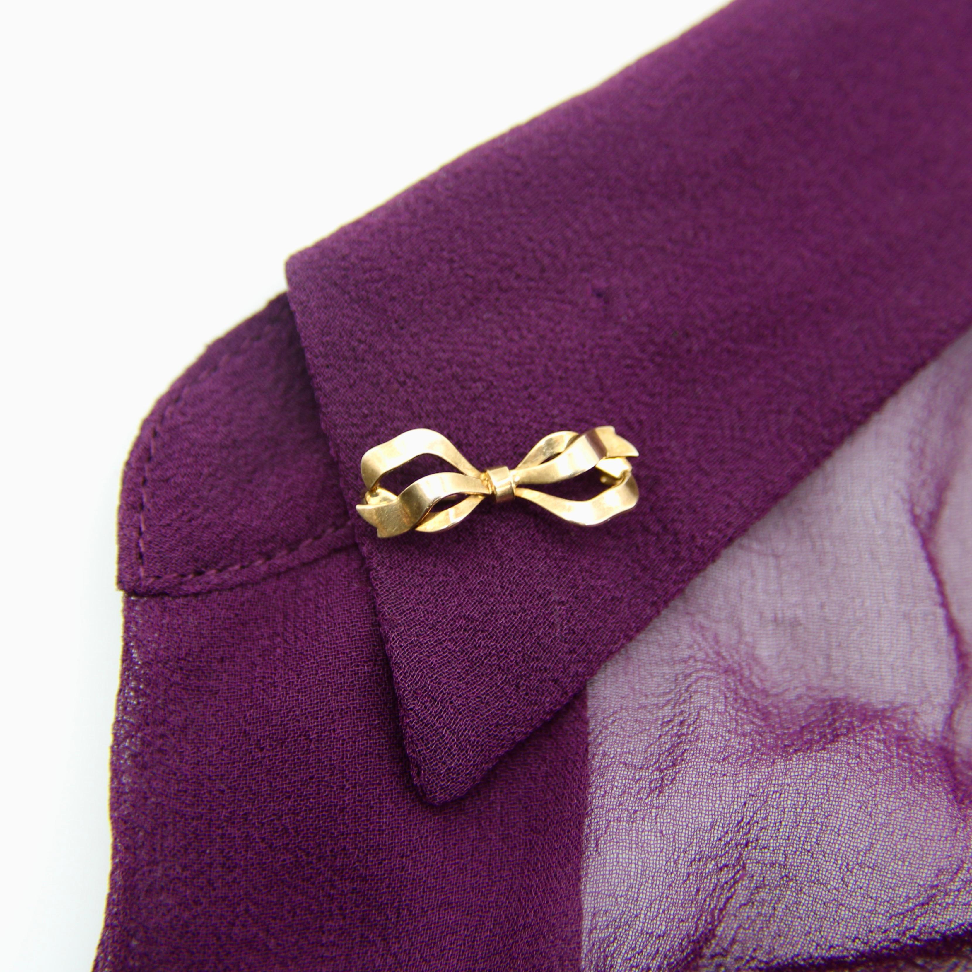 Victorian Adorable 14K Gold Bow Pin or Brooch  2