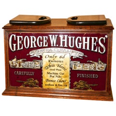 Antique Victorian Advertising Stationers Cupboard, Shop Display Pen Cabinet
