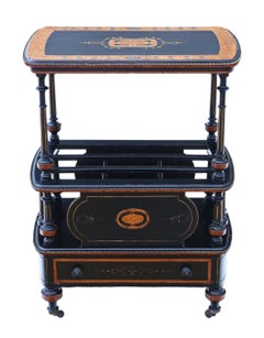 Victorian Aesthetic Inlaid Amboyna Canterbury Whatnot