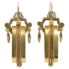 Victorian Aesthetic Large Yellow Gold Earrings