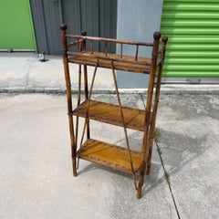 Victorian Aesthetic Movement Burnt Bamboo 3 Tier Etagere Shelf