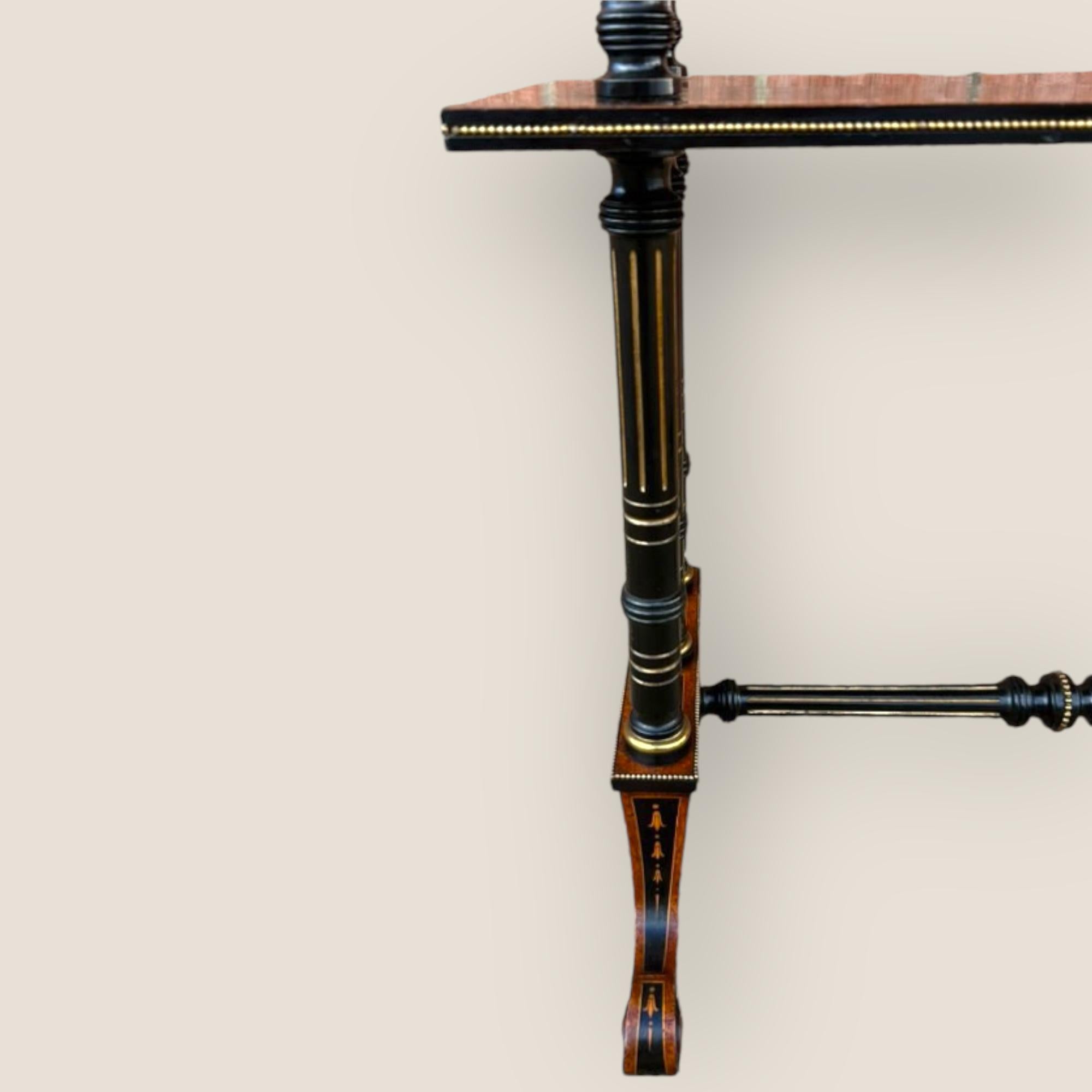 Victorian Aesthetic Movement Burr Walnut & Ebony Dumbwaiter For Sale 3