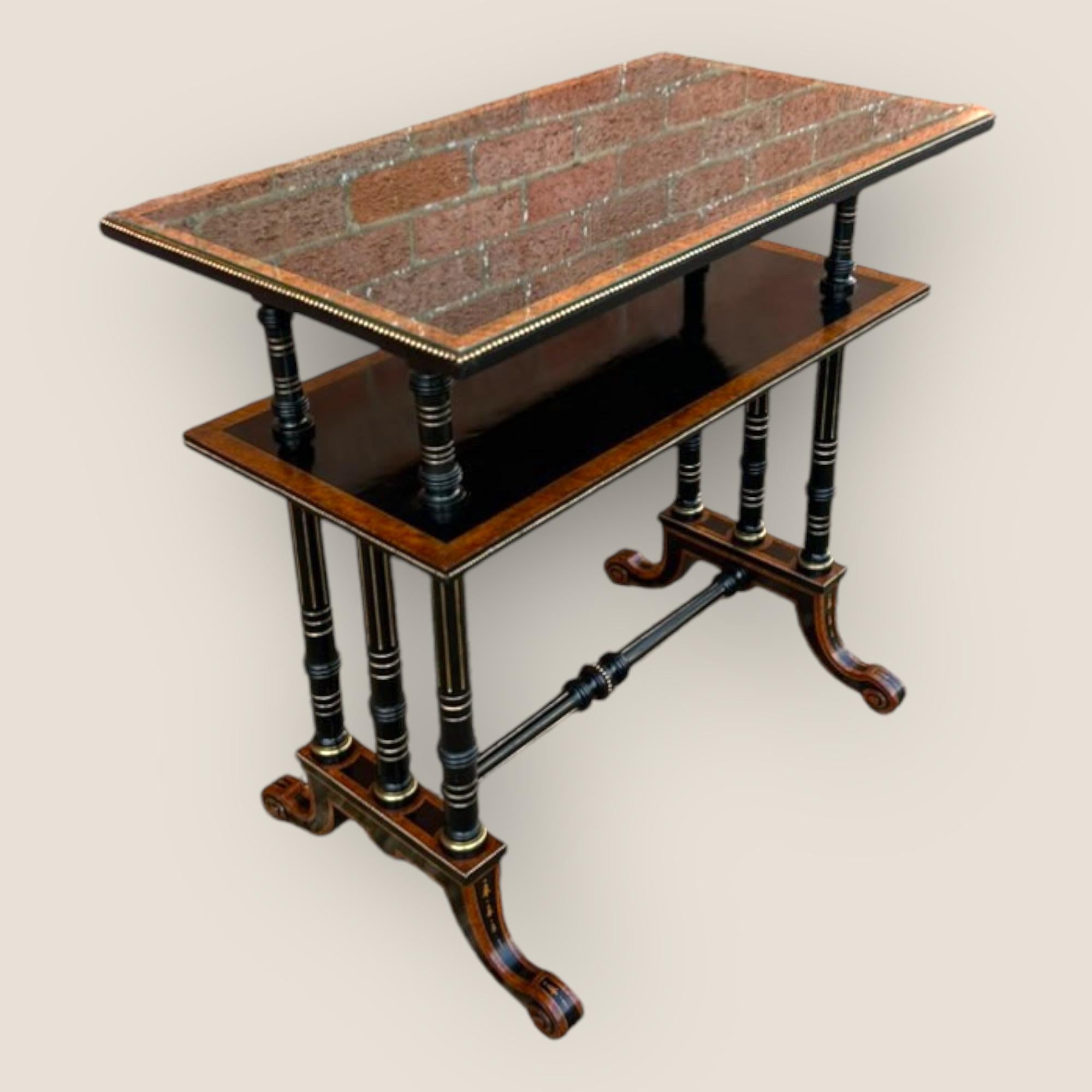 British Victorian Aesthetic Movement Burr Walnut & Ebony Dumbwaiter For Sale