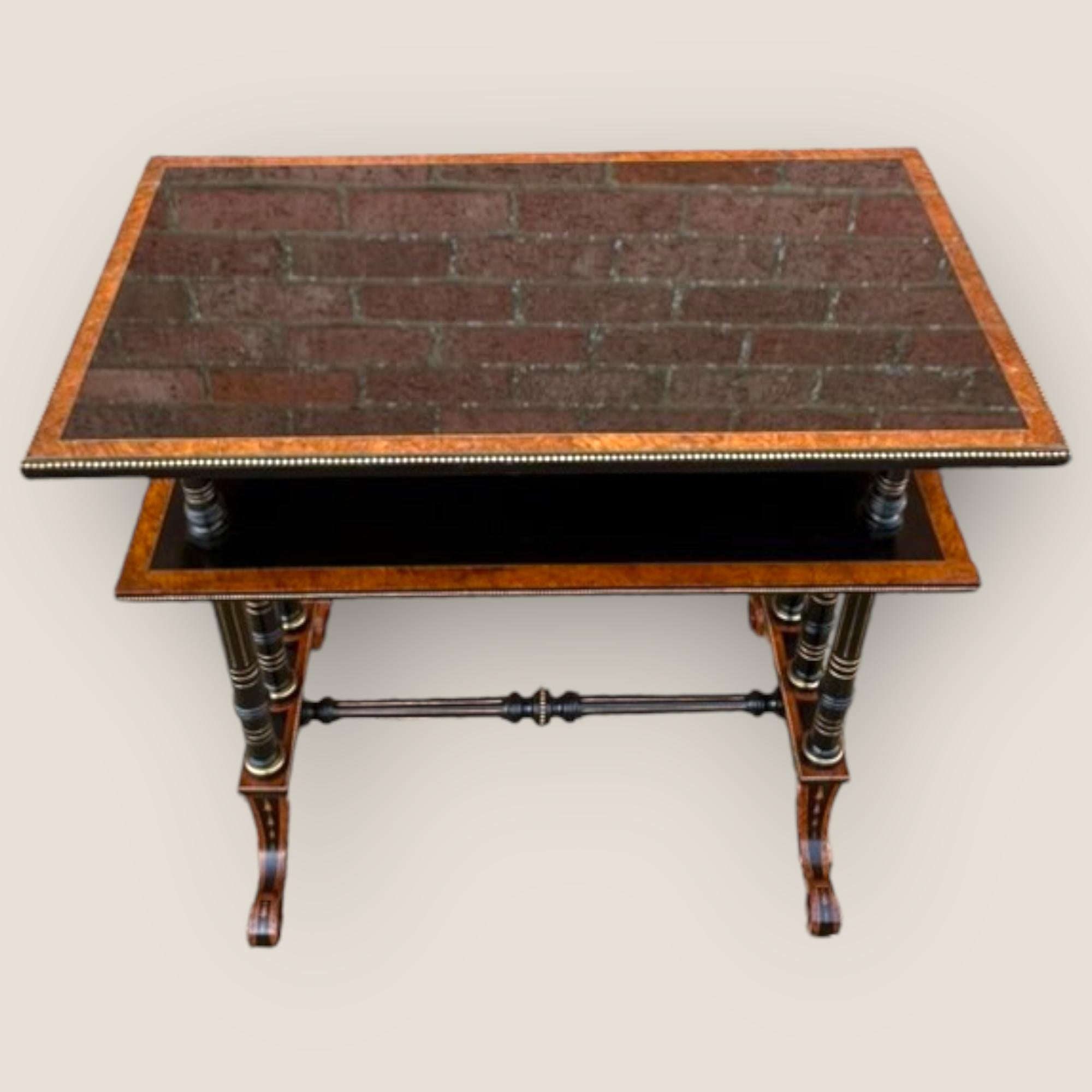 Ebonized Victorian Aesthetic Movement Burr Walnut & Ebony Dumbwaiter For Sale