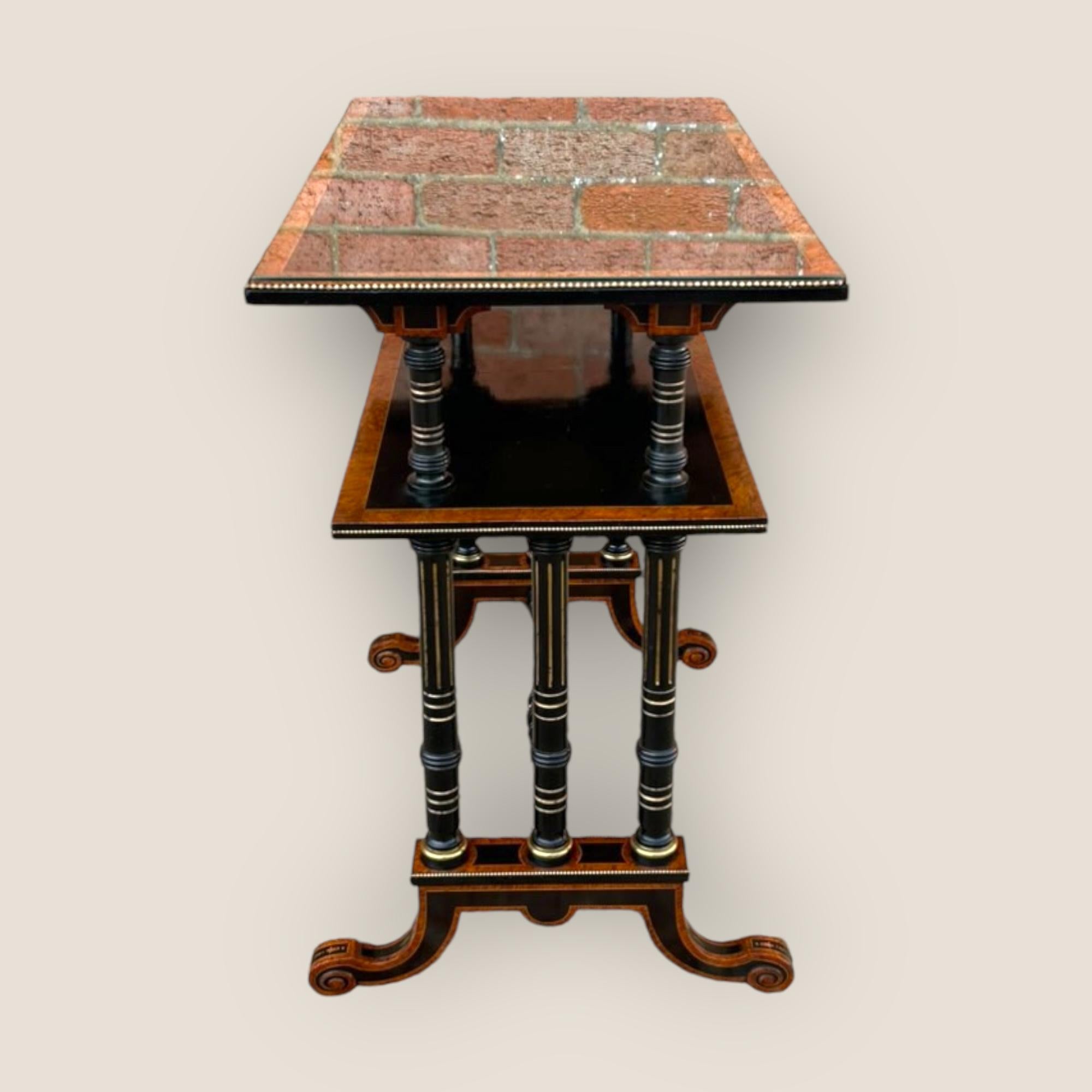 Victorian Aesthetic Movement Burr Walnut & Ebony Dumbwaiter In Good Condition For Sale In King's Lynn, GB