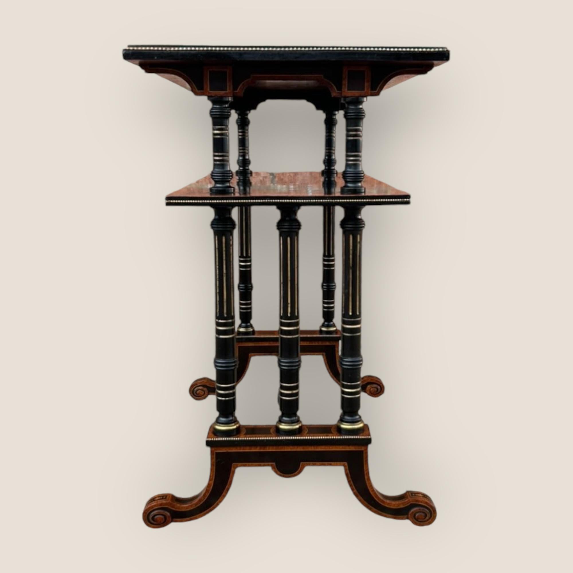 19th Century Victorian Aesthetic Movement Burr Walnut & Ebony Dumbwaiter For Sale