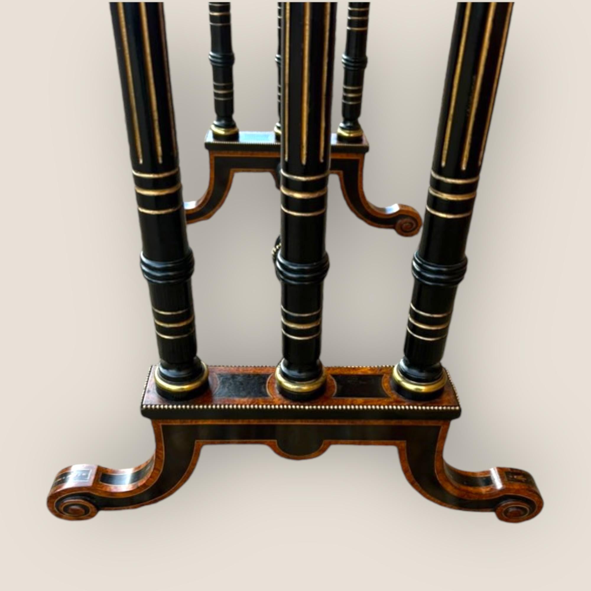 Victorian Aesthetic Movement Burr Walnut & Ebony Dumbwaiter For Sale 1