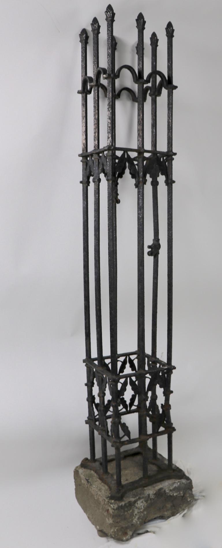 American  Victorian Aesthetic Movement Cast Iron Fence Post