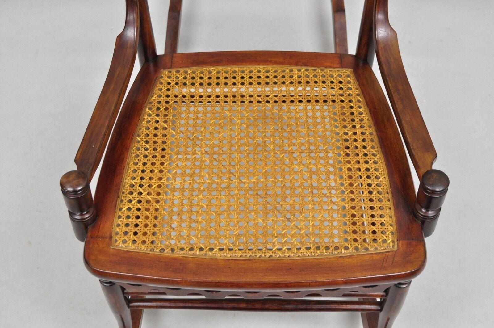 Victorian Aesthetic Movement Chestnut Stick & Ball Spindle Rocker Rocking Chair In Good Condition For Sale In Philadelphia, PA